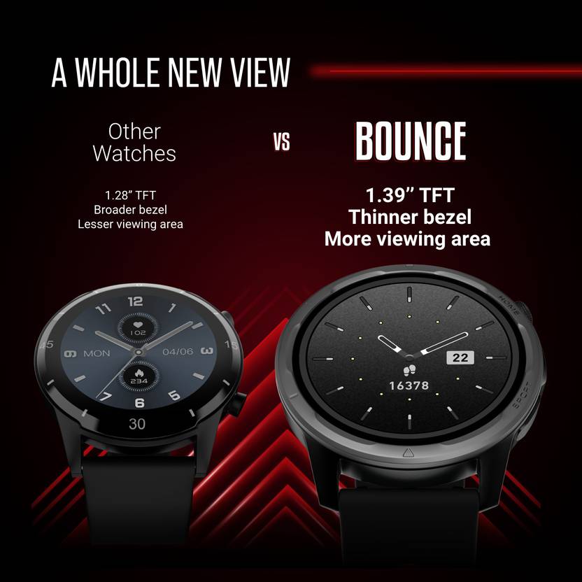 Noise HRX Bounce by Hrithik Roshan, 1.39" Round ,100+ Sports Modes, Dual Tone Strap Smartwatch (Black Strap, Regular)