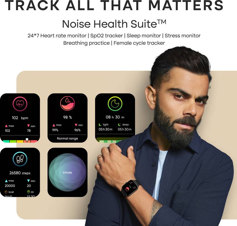 Noise Impact 2" HD Display with Bluetooth Calling, Metallic Build & Functional Crown Smartwatch (Blue Strap, Regular)