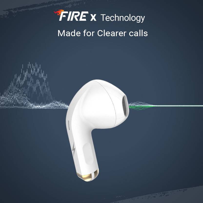 Fire-Boltt Fire Pods Ninja G201 Earbuds TWS IWP HD Calls, Quick Charge 24hrs playback Bluetooth  (White, True Wireless)
