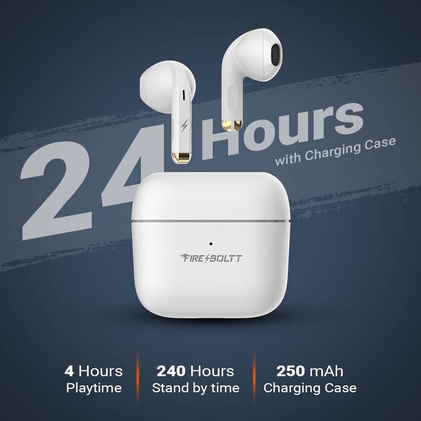 Fire-Boltt Fire Pods Ninja G201 Earbuds TWS IWP HD Calls, Quick Charge 24hrs playback Bluetooth  (White, True Wireless)
