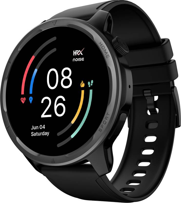 Noise HRX Bounce by Hrithik Roshan, 1.39&quot; Round ,100+ Sports Modes, Dual Tone Strap Smartwatch  (Black Strap, Regular)