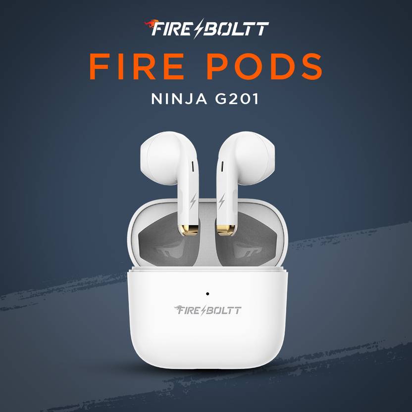 Fire-Boltt Fire Pods Ninja G201 Earbuds TWS IWP HD Calls, Quick Charge 24hrs playback Bluetooth  (White, True Wireless)