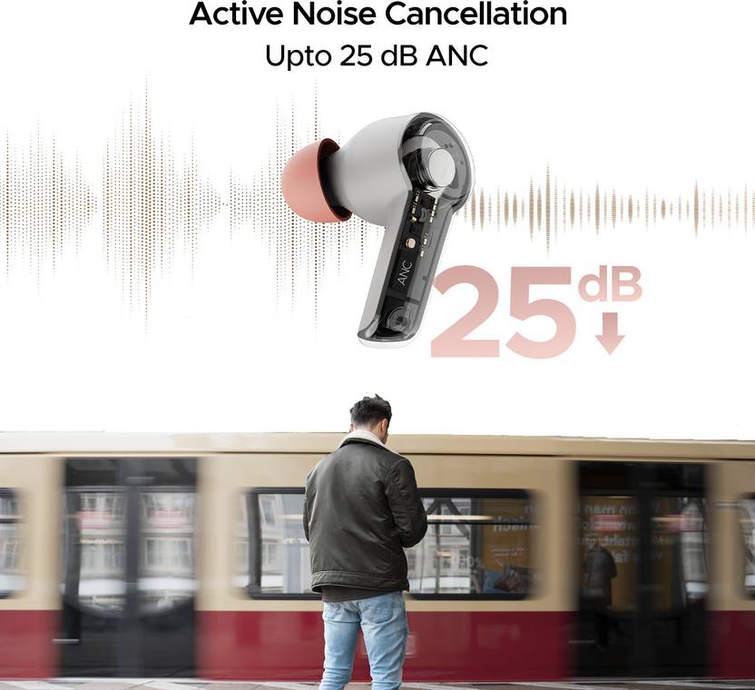 boAt Airdopes 411ANC with upto 17.5 Hours Playback and ASAP Charge Bluetooth  (Grey Hurricane, True Wireless)