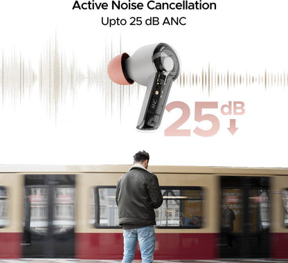 boAt Airdopes 411ANC with upto 17.5 Hours Playback and ASAP Charge Bluetooth  (Grey Hurricane, True Wireless)